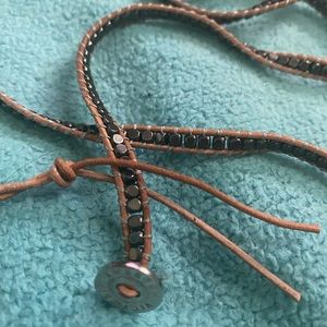 Flat black bead wrap bracelet